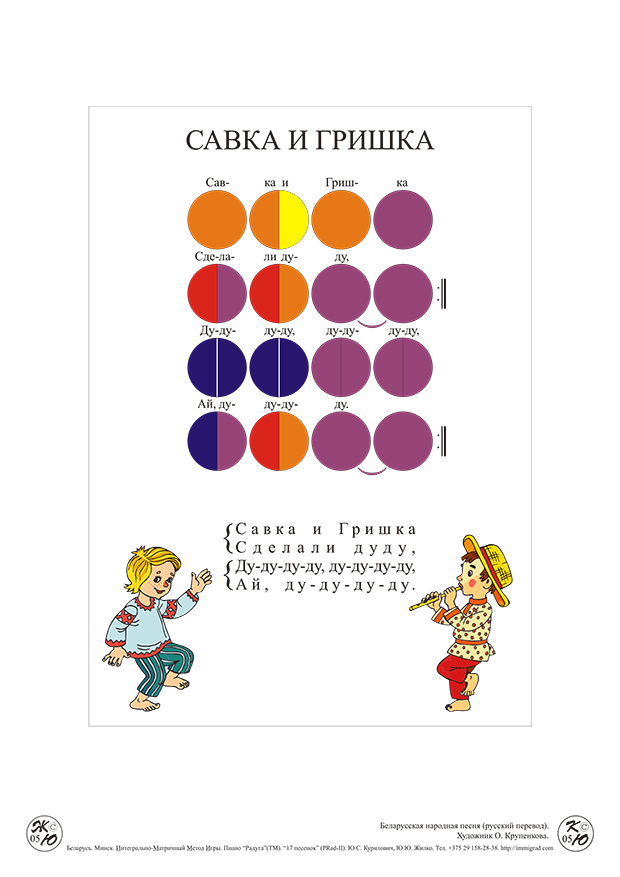 ИММИГРАД: цветные ноты песенки  "Савка и Гришка"