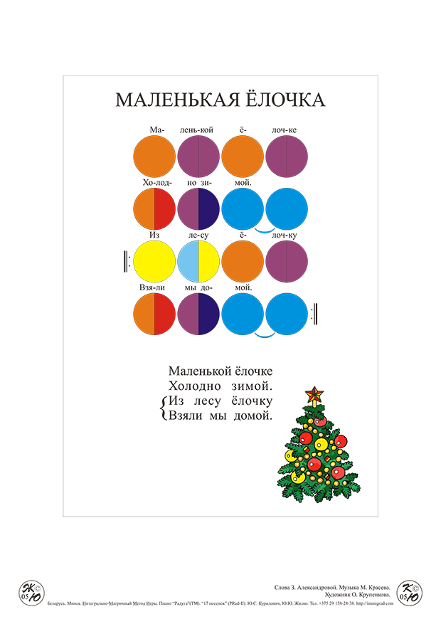 ИММИГРАД: цветные ноты песенки  "Маленькая ёлочка"